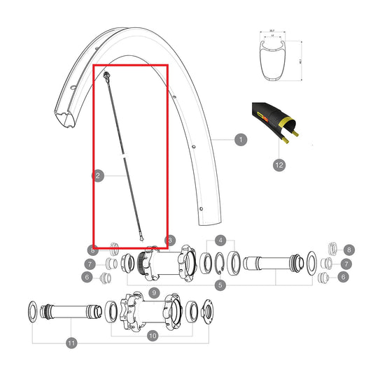 Set 12 Speichen Vr/Hr MAVIC COSMIC PRO CARBON SL T/C UST 278mm