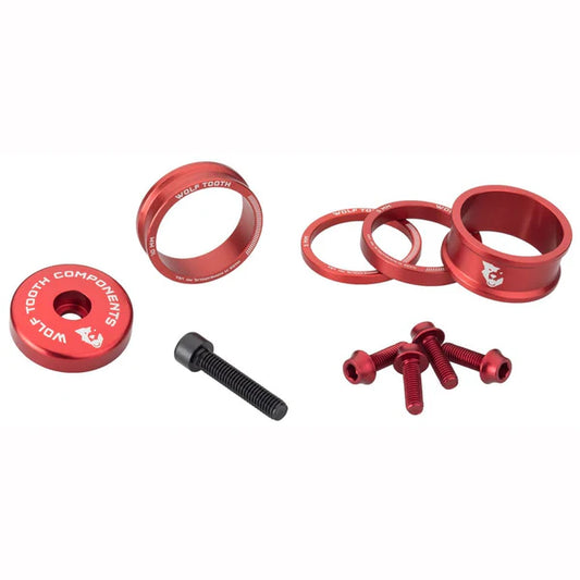 Spacer-Kit, Vorbaukappe und Schrauben WOLFTOOTH BLING KIT Rot