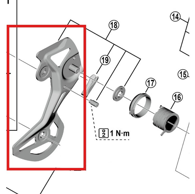 Externe Schaltwerkslasche hinten SHIMANO GS RD-M8100RX822