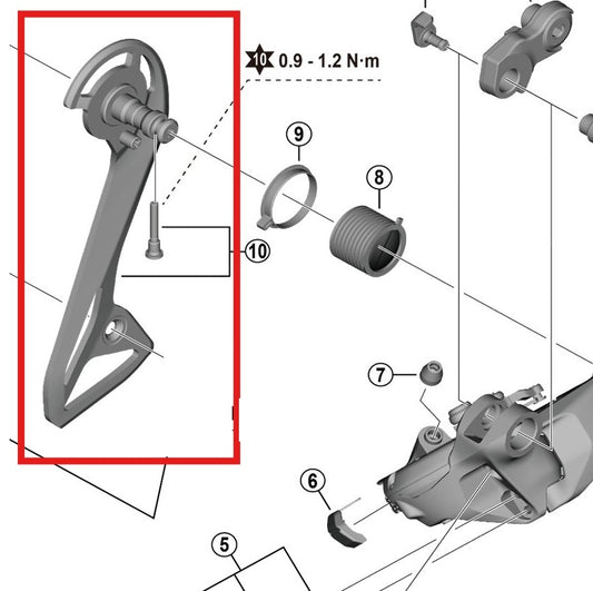 Äußere Schaltwerkslasche und Montageschraube SHIMANO RD-R8150