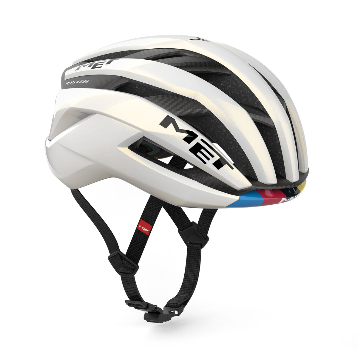Rennhelm MET TRENTA 3K CARBON - Limitierte Auflage Tadej Pogacar World Champion Rainbow