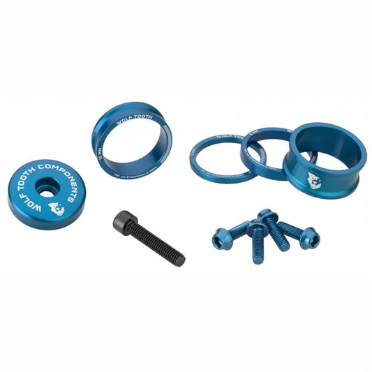 Spacer-Kit, Vorbaublende und Schrauben WOLFTOOTH BLING KIT Blau