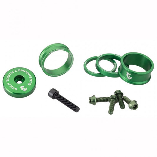 Distanzscheiben-Set, Vorbaukappe und Schrauben WOLFTOOTH BLING KIT Olive