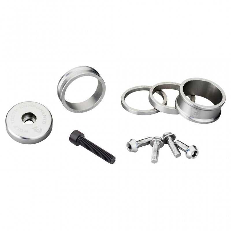 Spacer-Kit. Vorbaukappe und Schrauben WOLFTOOTH BLING KIT Silber